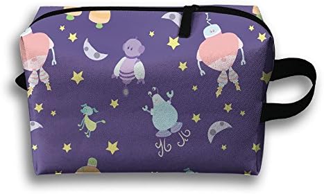 Jnunomkig Multi-function Bag Space Plantes &amp; Robots Plain Oxford Bag With Durable Fashion Floral Material For Travel Portable Receiving Make-up Cosmetic Sewing Kit Stationery