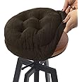 BUYUE Seat Cushion for Round Bar Stool, Dia.12 Luxury Fashion Jacquard with Anti-Skid Silicone Bar Stool Cushion Padded (Brown, S,1 Count)