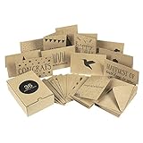 36 Pack Greeting Cards Assortment, 36 Unique Designs Kraft Brown Blank Note Cards with Envelopes for All Occasion, Thank You, Wedding, Birthday