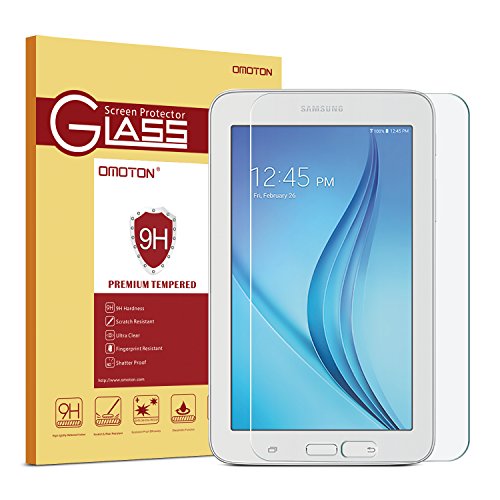 Galaxy Tab E Lite 7.0 / Tab 3 Lite 7.0 / Kids Tab E Lite 7'' Screen Protector, OMOTON Tempered-Glass Protector with [9H Hardness] [Crystal Clear] [Scratch-Resistant] [Bubble Free Easy Installation]