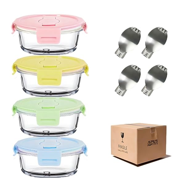 B.GUBOBOYA 1.5 CUP ROUND GLASS FOOD CONTAINERS WITH...