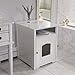 Arf Pets Designer Enclosed Cat Litter Box Furniture House with Table, Cat Washroom Hidden House Enclosure, White