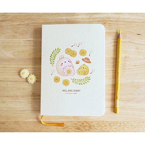 Molang Diary Ver.4 Honey Blossom (2017~2018 Claendar) Kawaii Cute Rabbit Undated Planner Journal Scheduler Organizer Agenda 4.5" x 6.5" (115 x 165 mm) - Authentic Korea item (Honey Blossom)