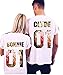 Coutgo Clyde+Bonnie 01 and King+Queen 09 Matching Round NeckT-Shirts Couple Outfit Buy Separately (One Piece)