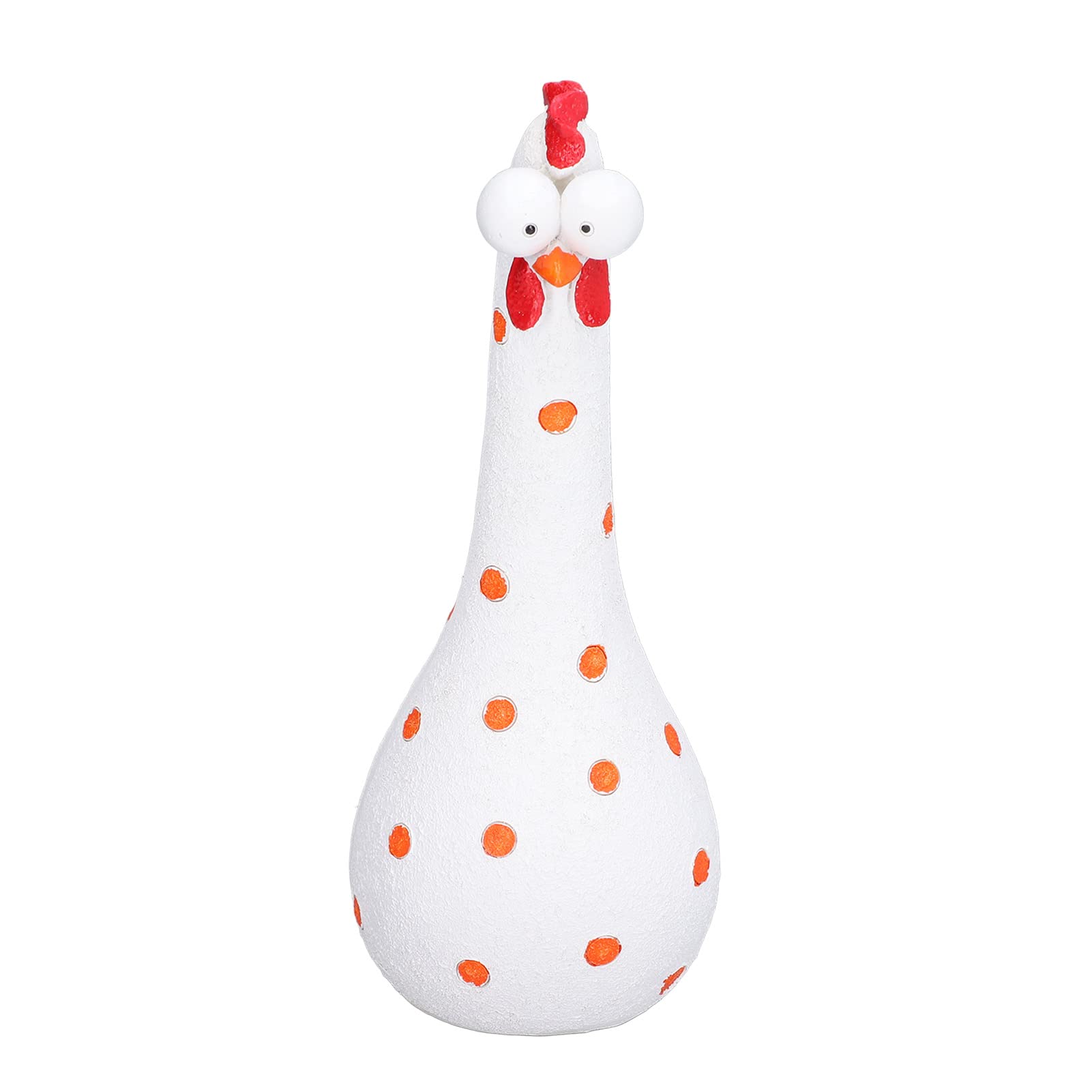 Kuuleyn Rooster Decor Big Eye Chicken Long Neck Funny Chicken Yard Art Resin Rooster Statue Resin Chicken Sculptures for Backyard Patio Kitchen Decorations(White)