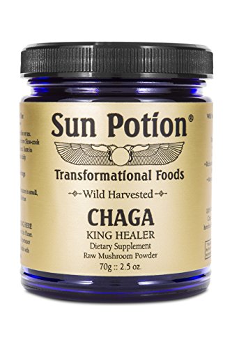 Chaga Mushroom Powder 70g Jar by Sun Potion - Wild Harvested, Organic, Raw Extract Superfood - Antioxidant Rich, Natural Immune Support, Detoxify the Body (Best Tiger Butter Recipe)