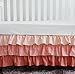 Secret Garden Coral Floral Ruffle Baby Minky Blanket Water Color, Peach Floral Nursery Crib Ruffle Skirt Set Baby Girl Crib Bedding (Secret Garden 3 Pieces Set)