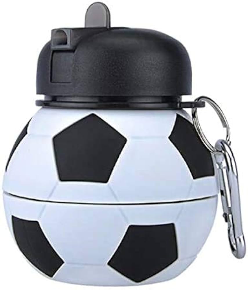 Klick&GO Silicone Water Bottle Design Sports and Football – Boys, Girls and Adults – Foldable – BPA Free – Very Durable – Clean and Pure Water – 550ml