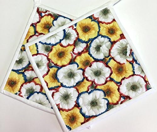 Flowers Potholders Hotpads Contemporary Floral Quilted