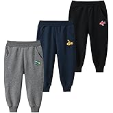 GFQLONG Toddler Boys 3 Pack Cotton Active Jogger Pants,Kids Cartoon Sweatpants Casual Lounging Bottoms