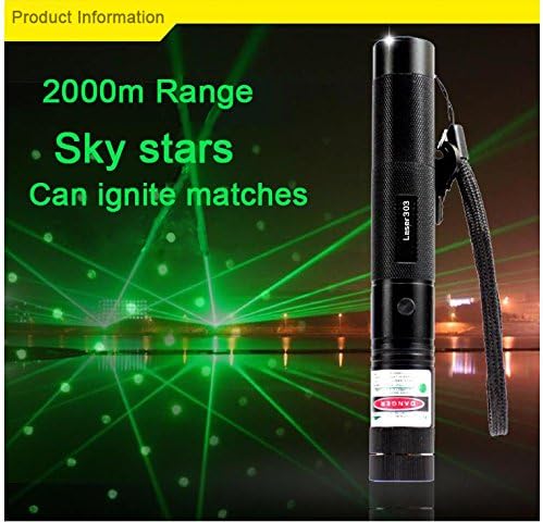 GD-303 Type Laser Torch Style Focusable High Power 532nm Green/Red Beam Laser Pointer Lazer Projector Pen Flashlight (Green)