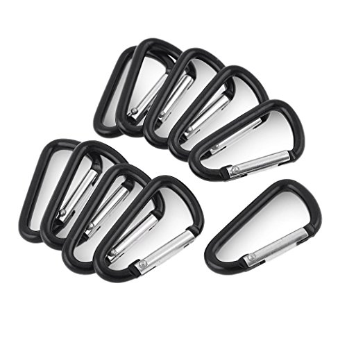 La Tartelette D Shaped Snap Clip Key Chain Carabiner Hook, Aluminum Alloy - Pack of 10 Pcs