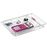 mDesign Adjustable, Expandable 7 Compartment Office Desk Drawer Organizer Tray for Office Supplies, Gel Pens, Pencils, Markers, Tape, Erasers, Paperclips, Staples - 1.25