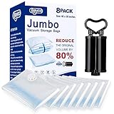 BAYCO Vacuum Storage Bags, 8 Pack Jumbo Size (40" 30") Space Bags, Save 80% More Space Vacuum Sealer Bags, Double Zip Seal & Leak Valve, Free Travel Hand Pump Included (Clear)