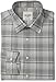 Ben Sherman Men's Slim Fit Check Line Spread Collar Dress Shirt, Brown/Silver Ombre, 16.5