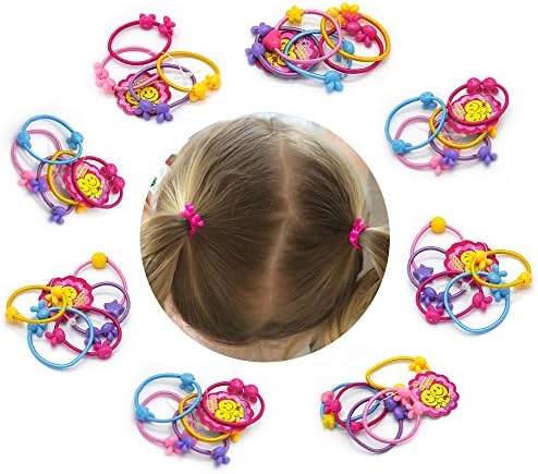 50 pc Baby Girls Hair Bow Elastic Ties 1 Inch Mini Bow Ponytail Holders Toddler Pony Holder Hair Elastics Value (50)