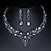 Molie Bridal Austrian Crystal Necklace and Earrings Jewelry Set Gifts fit with Wedding Dress(Navy Blue)