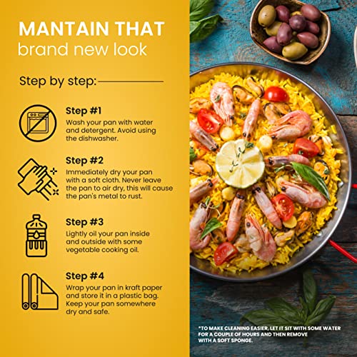 Machika Skillet Pan Carbon Steel Paella Pan Carbon Steel Pans for Cooking Thin Carbon