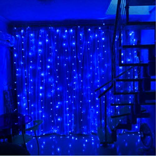 SZXKT 304LED 9.84FT Fairy Curtain String Lights with 8 Lighting Modes for Christmas Holiday Home Party Garden Window - Blue