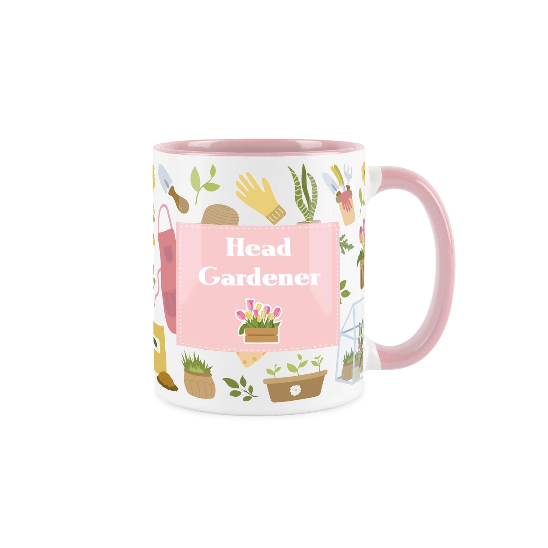 Purely Home Head Gardener Mug - Gardening White & Pink Coffee/Tea Gift 11oz