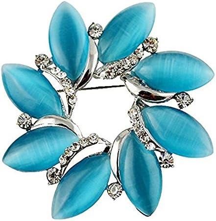 Torquise Round Shape Pearl Cluster Saree Pins Blazer Cosume Brooches