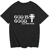 Wedsadl Christian Jesus Cross T Shirts for Boys God is Good Shirt Kids Graphic Tees Bible Verse Religious Faith Cotton Tops