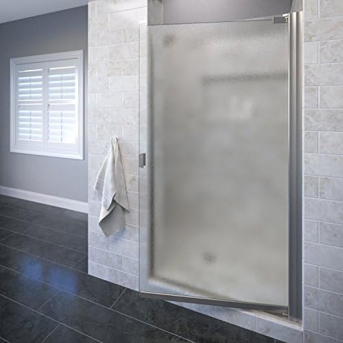 Basco Armon 32.75 to 34.25 in. width, Semi-Frameless Pivot Shower Door, Obscure Glass, Brushed Nickel Finish