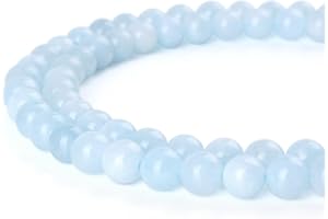 Mallofusa Aquamarine Gemstone Loose Beads Round 6mm Crystal Energy Stone Healing Power for Bracelets Jewelry Making Best Gift Idea - Light Saphire