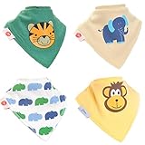 Zippy Fun Baby Bandana Drool Bibs (4 Pack Gift Set) Animal Fun