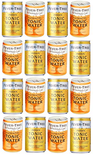 Fever-Tree Indian Tonic Water & Refreshingly Light Clementine Tonic Water Cans 16 x 150ml - Mixed Pack x 16