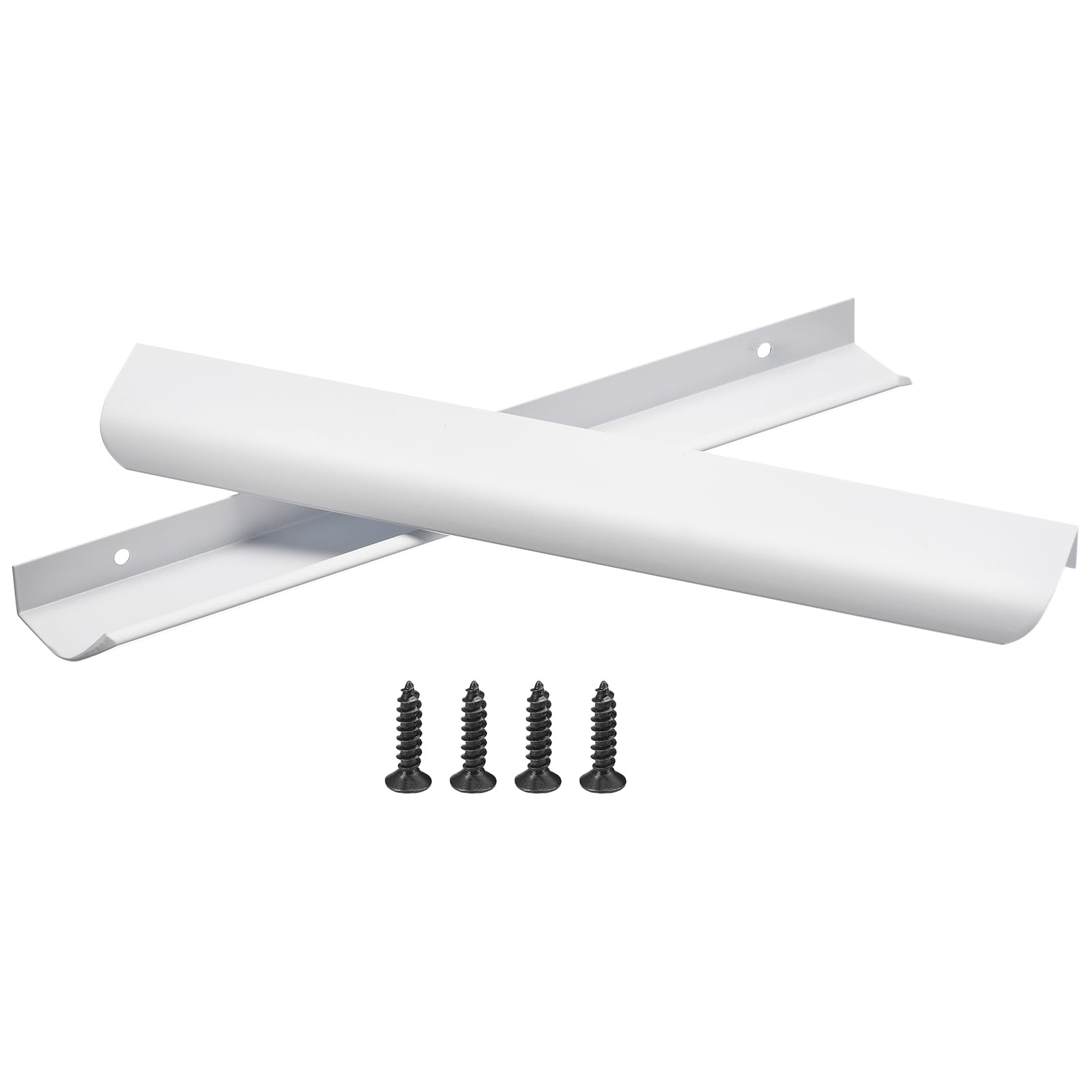 Uxcell 10pcs Finger Pulls for Cabinets, Matte White Edge Drawer Pulls Cabinet Finger Pull 192mm/7.6in Hole Center,Furniture Drawer Handles Hidden Cabinet Handle