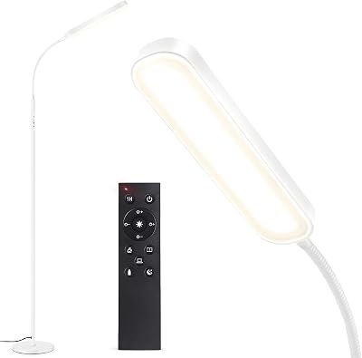 OUTON LED Floor Lamp 15W 1500LM Dimmable 4 Color Temp Remote Touch White
