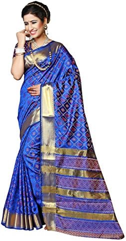 Urban India Silk Saree Free Size Blue