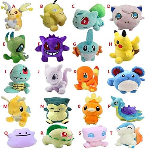 EXTOY 20 Styles Plush Toy 12-18Cm Peluche Snorlax Charmander Mewtwo Dragonite Cute Soft Stuffed Dolls for Kids Must Have Toys Gift Tags Childrens Favourites Superhero Party Decorations