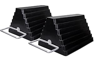 HOXWELL 2 Packs Rubber Heavy Duty Wheel Chocks for Travel Trailers with Eye Bolt, Solid Wheel Chock Stopper for Camper, RV, Cars and Truck, Black, 9" Length x 7.1" Width x 5.5" Height