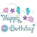 Mermaid Happy Birthday Banner - Mermaid Party Supplies Decorations | PREMIUM Under the Sea Mermaid Birthday Party Decor Theme | NEW for 2019, Cute, Sparkle Glitter, and Pre-assembled! primary