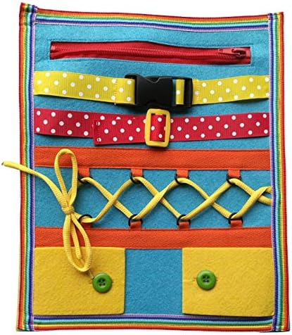 Yoovi Montessori Learn to Dress Boards Toddler Felt Busy Board Kids Quiet Boards Baby Educational Travel Toys - Zip,Button, Buckle, Lace, Early Learning Basic Life Skills Soft Toy