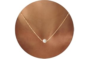 BSGRL Pearl Necklace for Women- 14K Gold-plated/White Gold-plated Dainty Pearl Necklace for Women