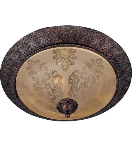 Maxim 11240SAOI Symphony 2-Light Flush Mount, Oil Rubbed Bronze Finish, Screen Amber Glass, MB Incandescent Incandescent Bulb , 60W Max., Dry Safety Rating, Standard Dimmable, Glass Shade Material, Rated Lumens