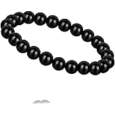 Obsidian Bracelet for Men Women, Black Agate Lava Crystal Bead Protection Grounding Stretch Bracelet, Handmade Beaded Stone Jewelry for Good Luck Courage Attract Money Wealth Prosperity Positive Energy Quartz Bracelets