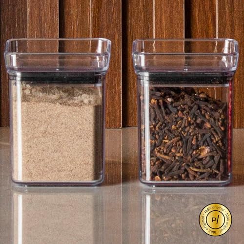 Kit Potes Herméticos Lumini 180ml Paramount Com Tampa Potes Plásticos Transparentes Para Temperos, Especiarias E Condimentos, Organização De Cozinha, Empilháveis Armário E Geladeira, 6 e 24un (6)