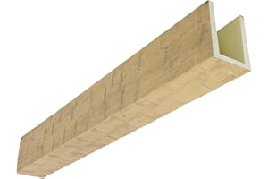 EKENA MILLWORK Heritage Timber Reclaimed Axed Cut Faux Wood Beam, 3-Sided (U-Beam), 3 1/2"W x 3 1/2"H x 72"L, Natural White Oak Finish