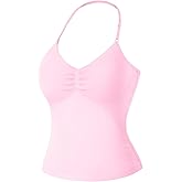 VOYJOY Impact Longline Strappy Top Workout Tank Tops for Women Impact Gym Sports Bra Camis
