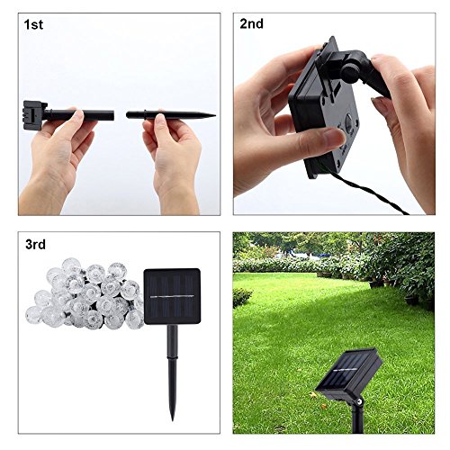 T-Sun 25ft 30LEDs Outdoor Solar String Lights, Colorful Solar Wedding Lights, Waterproof Solar Fairy Lights for Patio,Home, Parties, Birthdays, Decoration(Crystal Ball)