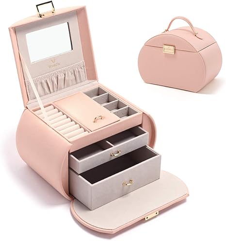 Amazon Co Jp Vee プリンセススタイル ジュエリーボックス ミラー付き オールインワンジュエリーオーガナイザー イヤリング ネックレス リング ブレスレット用 大容量ジュエリーディスプレイ収納ケース レディース ガールズ Diy 工具 ガーデン