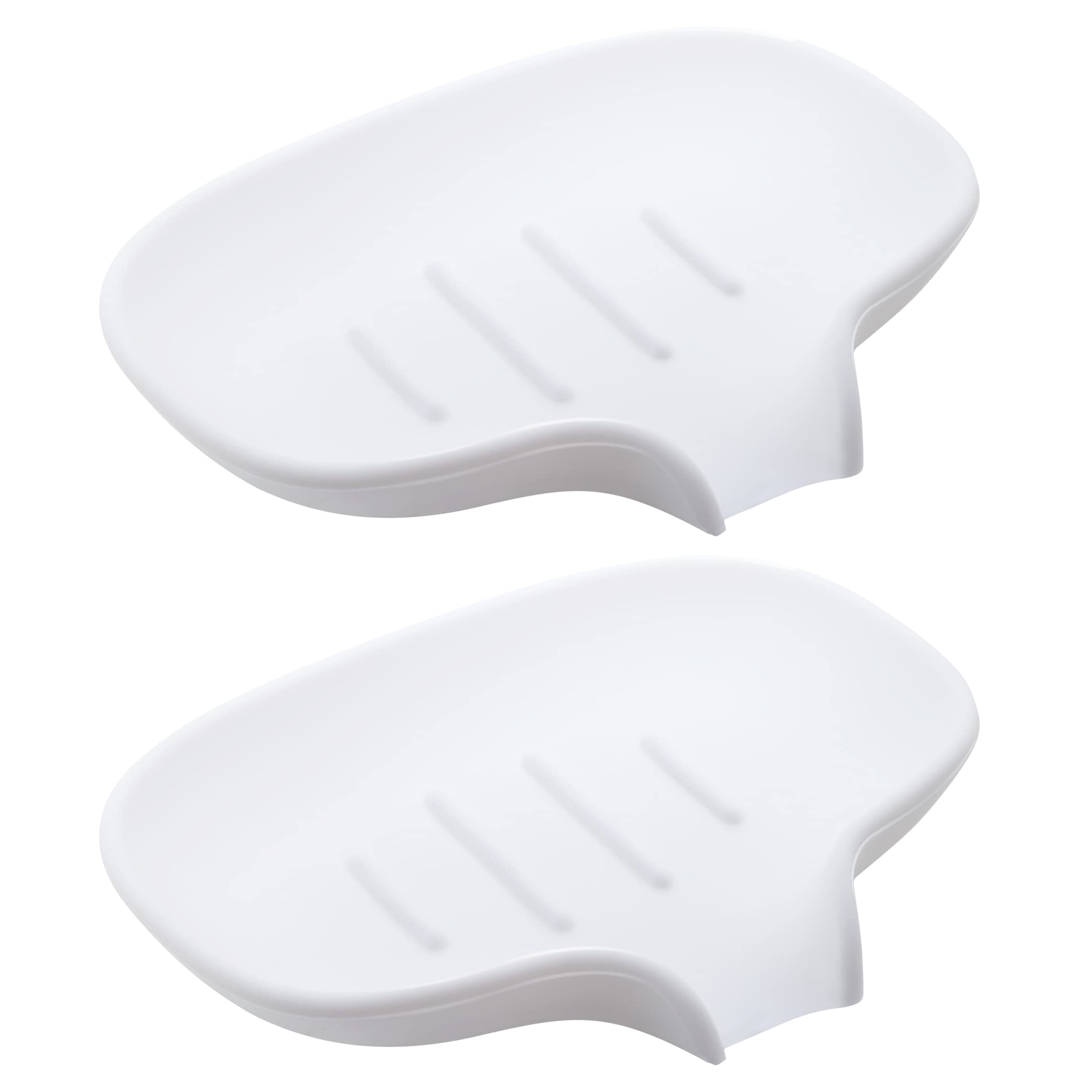 2Pcs Silicone Soap Dishes with Drainage, White Soap Dish Holder for Shower, Bathroom, Kitchen Counter Top