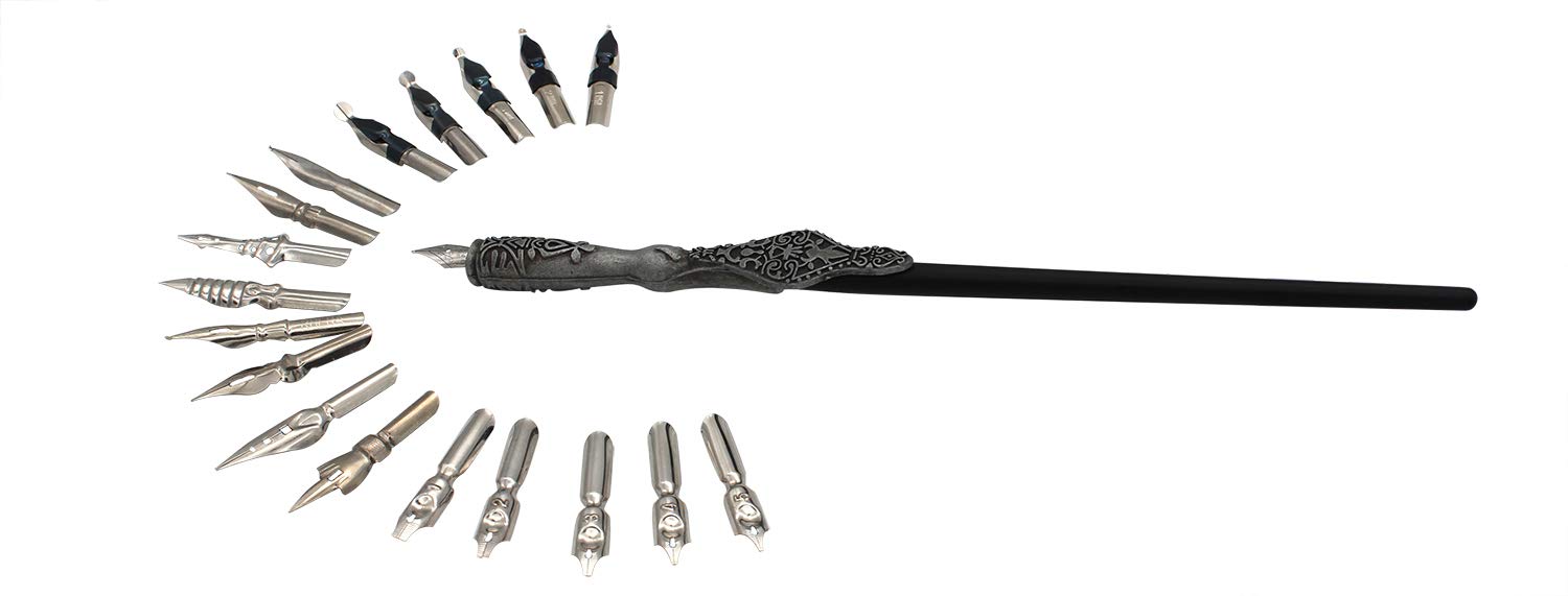 Gullor Calligraphy Pens Set - Dip Pen Handcrafted Calligraphy Set with 18 Nibs, Stannum