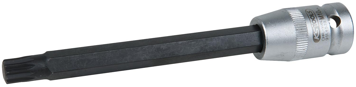 'KS Tools Plastic 911.4541 1/2 Bit Socket for Spline (XZN) Screws M12 Length: 140 mm Phosphated