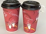 Bistro Design paper Coffee Cups 16 Oz. With lid - 100 sets- plus 5 plastic clip on cup handles
