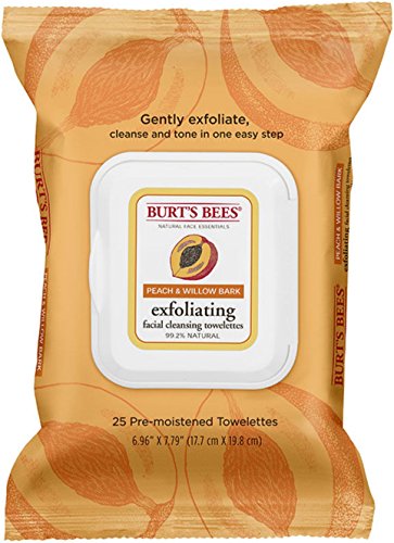 Burt's Bees Facial Cleansing Towelettes, Peach & Willow Bark 25 ea (Pack of 3)